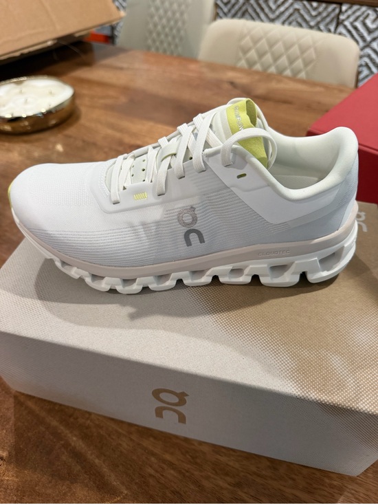 On Running Shoes - On Running women White Sneakers with Lime Accent